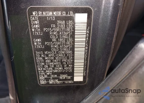 2013 Nissan Juke Sl from USA, damaged, VIN JN8AF5MR2DT212125